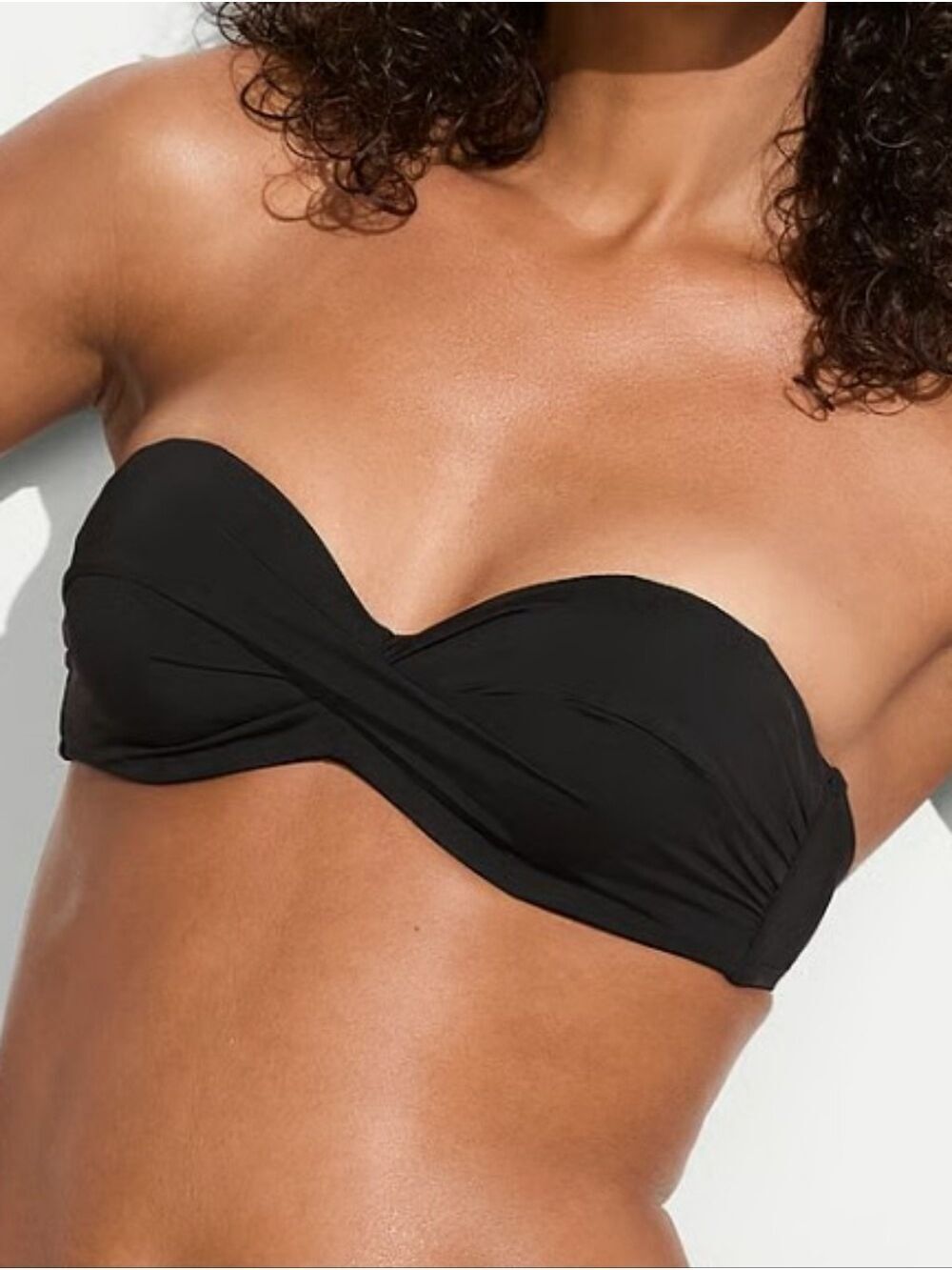 Victoria's Secret Swim Twist Push-Up Bandeau Bikini Top Sz 36DD NWT Black